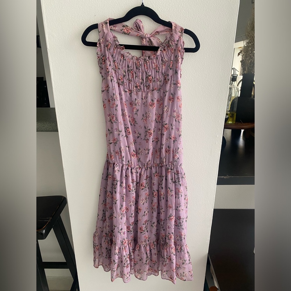 Zara Purple Smocked Halter Sundress